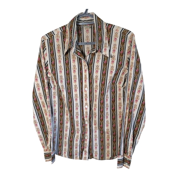 Lucky Brand Tops - Lucky Brand Vintage 70s Fleur de Lis Pattern Button Down Shirt Size Large